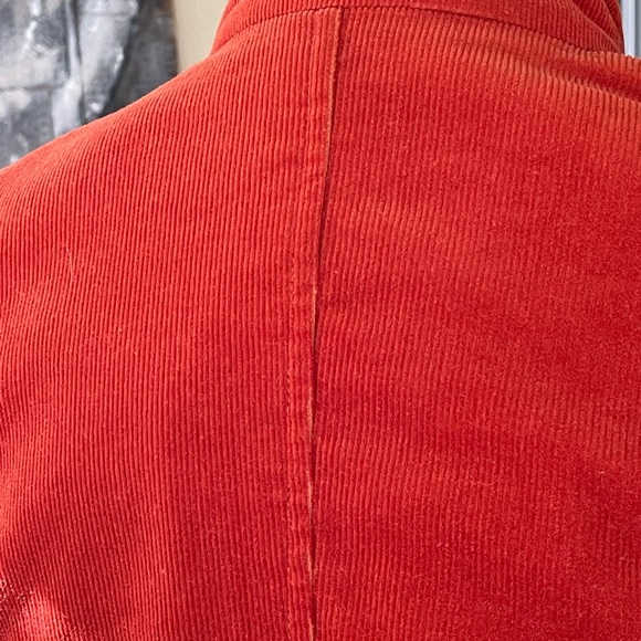 Soft Thick Cotton Vivid Sienna Orange Corduroy Jacket Hand Sewn Sz 4 - Picture 6 of 8